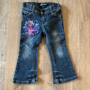 Y2K Ed Hardy x Christian Audigier Toddler Jeans Tattoo Heart Size 2